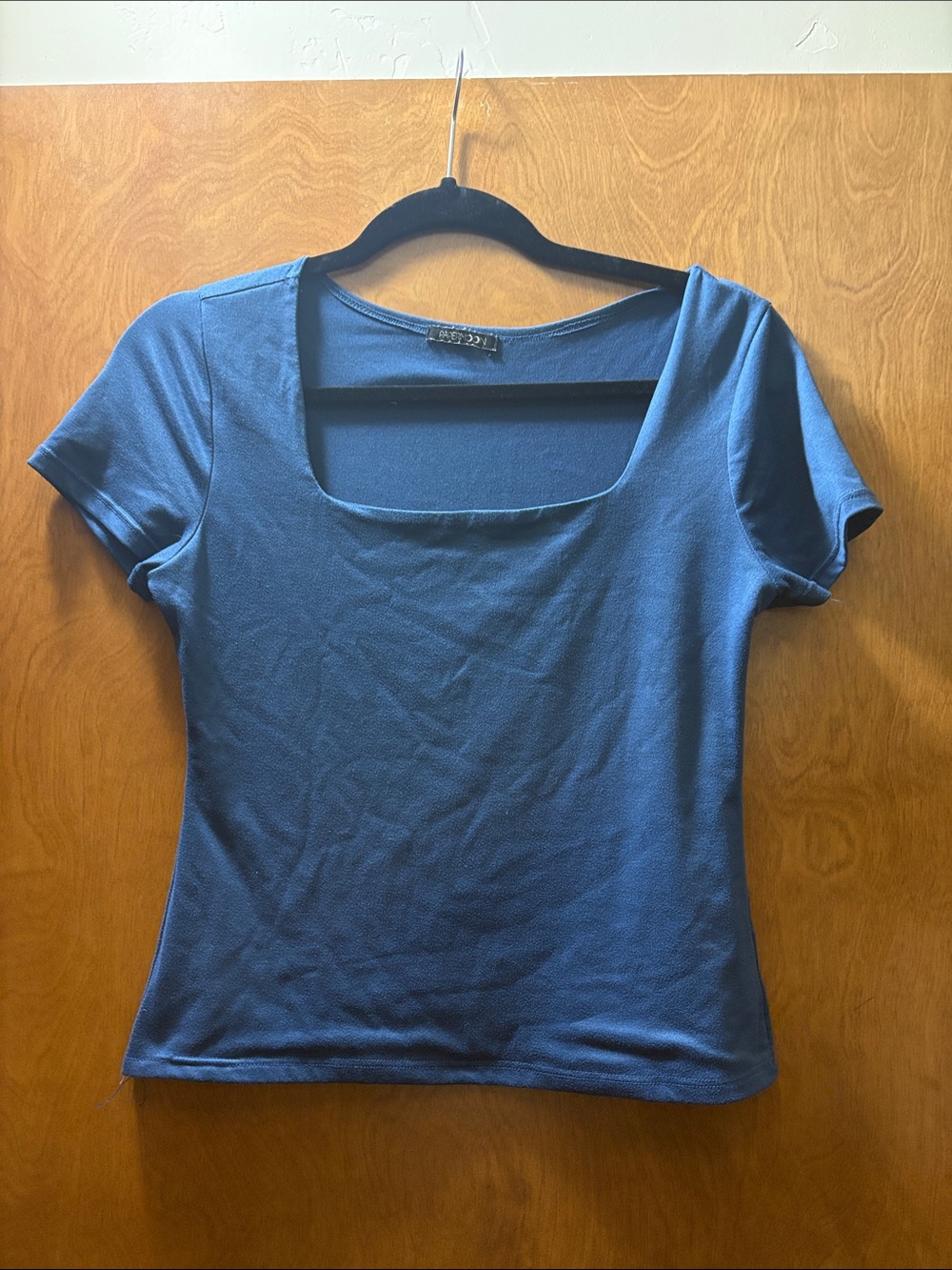 Papermoon Blue Square Neck Short Sleeve Tee